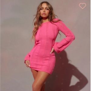 Pink long sleeve mini dress